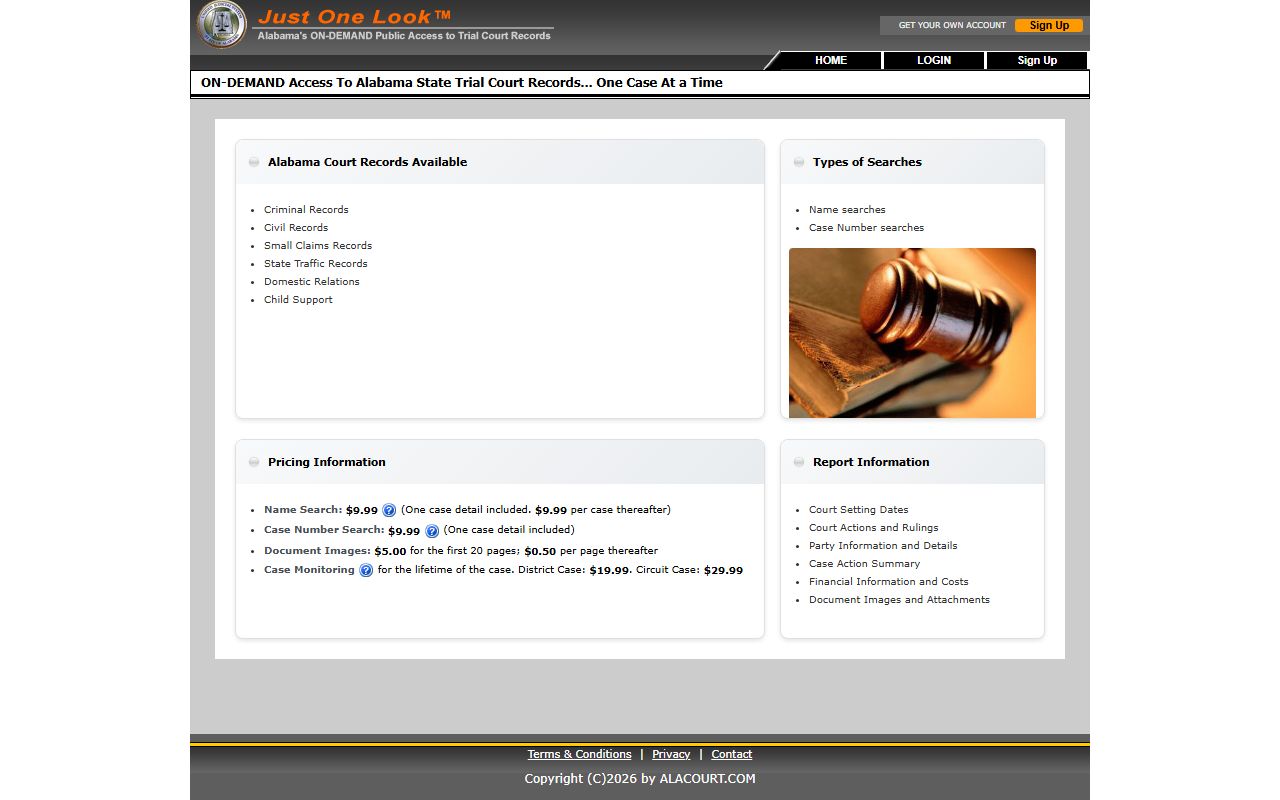 Jefferson County court records Alacourt ACCESS charge lookup